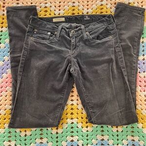 AG Adriano Goldschmied The Legging Super Skinny Grey Velvet Stretch Pants 26R